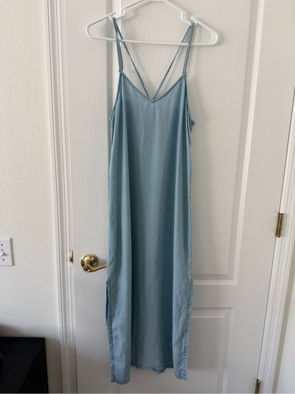 aerie Light Blue Maxi Slip Dress with Double Straps